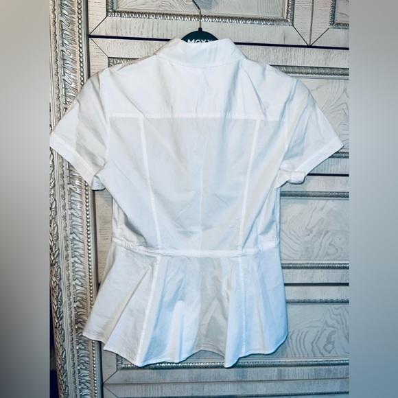 Short-Sleeve Stretch-Cotton Peplum Shirt - Picture 2 of 3
